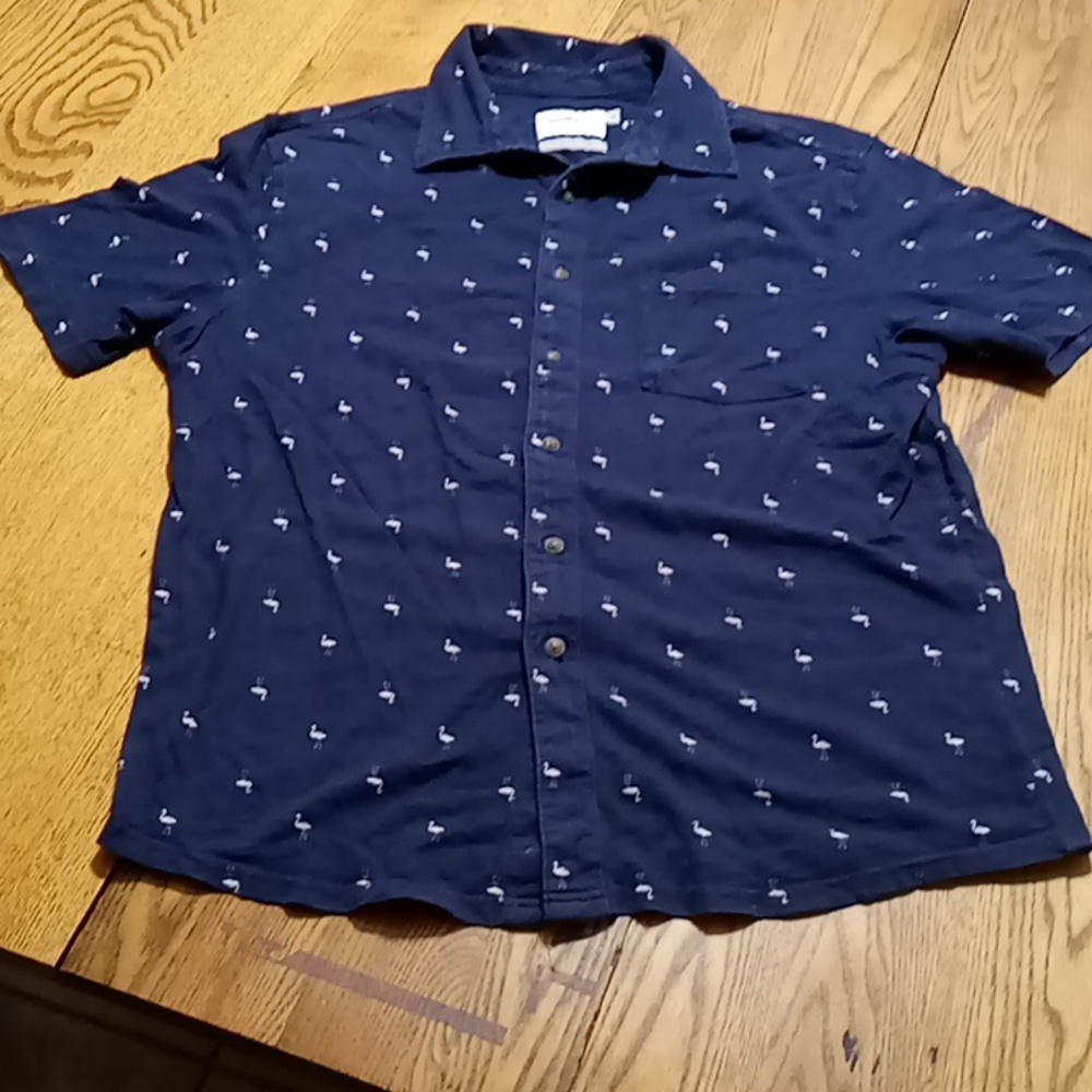 GOODFELLOW & CO Mens MEDIUM Preowned Used NAVY BLUE Pocket Short Sleeves Casual